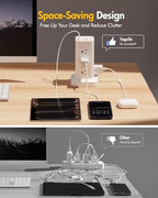 Power Strip Tower with Surge Protector 1800J, Fast Charging Tower PD20W USB-C Ports with 12 AC Outlets, Extension Cord for Home Office Dorm Room, 9.8ft, White - Image 6