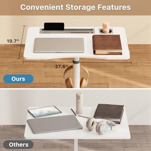 28" Mobile Standing Desk with Cup Holder & Widened Slots - Image 3