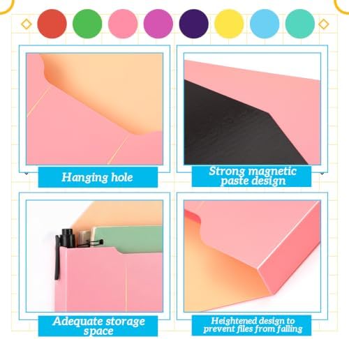 Gilprop 8 Pack Magnetic File Folder Holder for Whiteboard Classroom Storage - Image 3