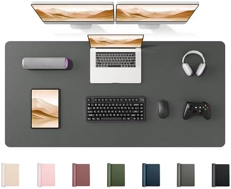 YSAGi 55" x 24" Large PU Leather Desk Mat for Keyboard and Mouse - Waterproof Non-Slip Desk Pad Protector for Office, Home, Writing Desk, Dark Grey by YSAGi