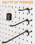 INCLY 120 Pack 2/4/6 Inch Black Pegboard Hooks, 1/4" Heavy Duty - Image 4