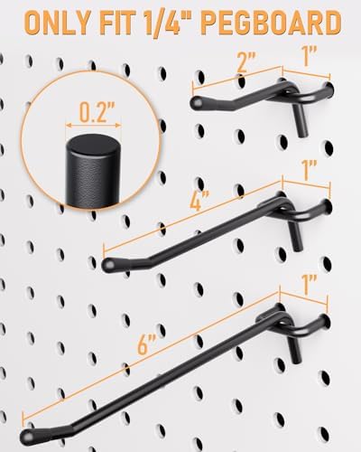 INCLY 120 Pack 2/4/6 Inch Black Pegboard Hooks, 1/4" Heavy Duty - Image 4