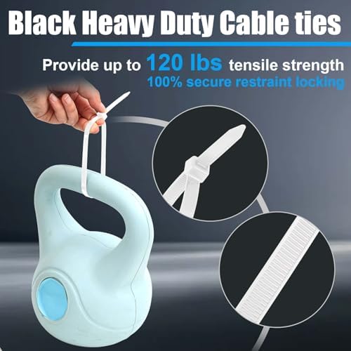 Reallnaive 500 Pcs 12 Inch Zip Ties Heavy Duty White 120 Lbs - Image 4
