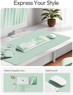 YSAGi Leather Desk Protector, Office Mat, Large Mouse Mat, Non-Slip PU Leather Blotter, Laptop Desk Mat, Waterproof Writing Pad for Office and Home(Pale Green, 63" x 24") - Image 2