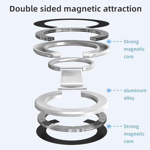 RESPECTED BRO Magnetic-Phone-Ring-Holder with Dual Rings, Compatible with iPhone 17/16/15/14/13/12, Multifunctional Stand for Desk,Office,Gym,Kitchen & All Metal Surfaces, Finger Loop Grip (Silver) - Image 5