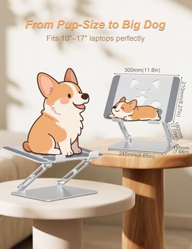 Aoviho Aluminum Laptop Stand for Desk Fit for All 10"-17.3" Laptops, Silver - Image 4