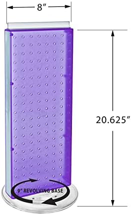 Azar Displays 700508-PUR-4C16 8-Inch W by 20-Inch H Revolving Black Pegboard Counter Display with 16-Pack of 4 inch Locking Hooks, Purple - Image 3