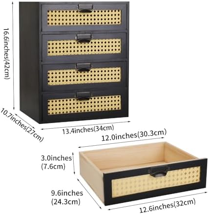 GoooodGIFT Wooden Drawers Large Wooden Box with Drawer, Black - Image 3