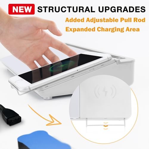 SELEAD Desktop Glass Whiteboard with Wireless Charger and Mirror, White - Image 4
