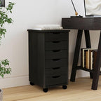 Corinne Black Six Drawer Rolling Storage Cart by Linon - Image 2