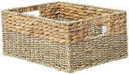 YAHUAN Natural Water Hyacinth & Seagrass Woven Storage Baskets – Wicker Storage Basket Organizer Bins with Handles for Home & Office Pantry Shelf (Medium) by YAHUAN