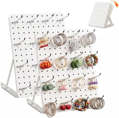 2-Pack Replaceable Pegboard Display Stand, 10.63x14.76 in, 26 Hooks, White by PHXGrove