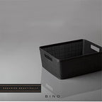 BINO | Woven Plastic Basket | Medium (Black), 4-Pack | THE JUTE COLLECTION | Home Organization, Space - Saving Storage, Stylish Design | Jute Basket | Plastic Storage Basket - Image 6