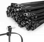 600 PCS 14 inch Black Zip Ties with Screw Hole 70lbs Mountable head Cable Ties Straps Multipurpose Heavy Duty Nylon Cable Zip Ties with Screw Mounting Hole by MasiStranth