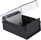 Acrimet 4 x 6 Card File Holder Organizer Box Metal Base Heavy Duty (AZ Index Cards and Divider Included) (Black Color with Clear Crystal Plastic Lid Cover) - Image 3