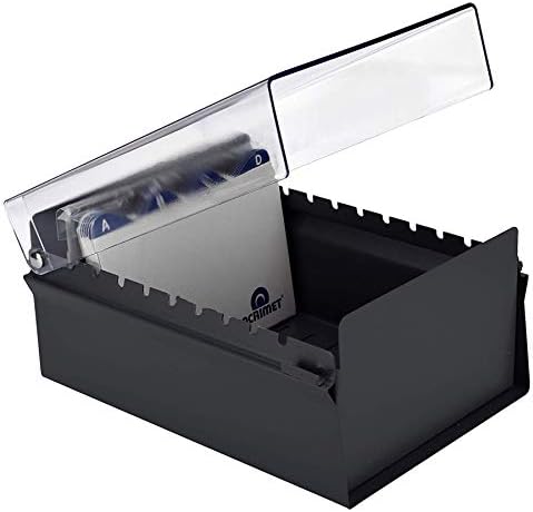 Acrimet 4 x 6 Card File Holder Organizer Box Metal Base Heavy Duty (AZ Index Cards and Divider Included) (Black Color with Clear Crystal Plastic Lid Cover) - Image 3