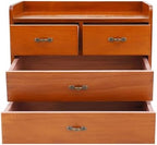 Wooden Desktop Organizer - 3-Tier Office Supplies Filing Tidy Storage Shelf - Storage Cabinet/Jewelry Organizer with 4 Drawers - Image 5