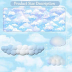 Blue Cloud Mouse Pad and Keyboard Wrist Rest 4PCS Extended Large Stars Desk Mat Pad Set Memory Foam Non-Slip Ergonomic Cute Gaming Mouse Pad Wrist Support for Computer Laptop Home Office - Image 4