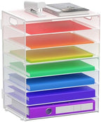 8 Tier Paper Letter Tray Organizer with Handles for Desk (White) by GoldOrcle