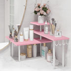 Homode 3-Tier Counter Organizer Shelf for Bathroom, Corner Shelf for Countertop, Over Sink, Make Up, Dresser Table, Desktop - Pink - Image 4