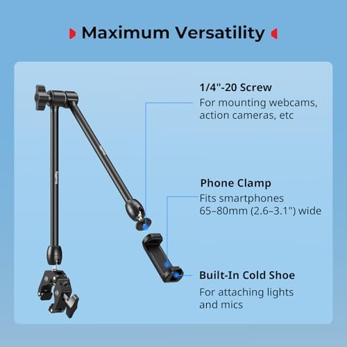 SMALLRIG Desktop Magic Arm Support with Super Clamp Kit, Phone Mount Clamp - Image 5