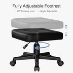 VECELO Under Desk Footrest, PU Ergonomic Foot Rest with Wheels, Comfort Padding, Height Adjustable for Relieving Leg Pain, Stiffness, Black - Image 4