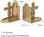 Antique Cast Iron Catholic Cross Book Ends, Decorative Bookends - Image 4