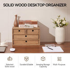 KIRIGEN Wood Desktop Organizers with Drawers Home Workspace Office Supplies Wooden Storage Box Shelf Case Hold Makeup Box with 4 Drawers Dark Brown - Image 4