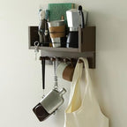Entrance Coat Rack ，Coat Hooks, Wall-Mounted Wooden Hook Rack, Wall-Mounted Shelves are Very Suitable (Walnut Color Finish-B-1) - Image 6