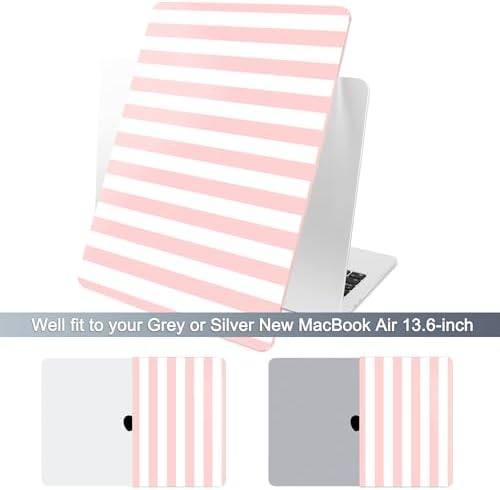 Batianda LumiArt Case for MacBook Air 13.6" M2-M5 Chip, Pink White Stripe - Image 3