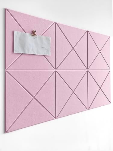 6 Pack Decorative Felt Wall Tiles (11.8” x 11.8”) - Modern Bulletin Board for Home Office & Classroom, Self-Adhesive Cork Board Alternative for Kids Artwork, Photos & Pin Display - Sakura by DesignerManufacturerofInnovativeBulletinBoardSolutionsforHomeOffice