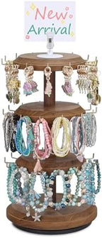 MOOCA 3-Tier Rotating Bracelet Display Stand with 42 Hooks, Jewelry Holder by Mooca