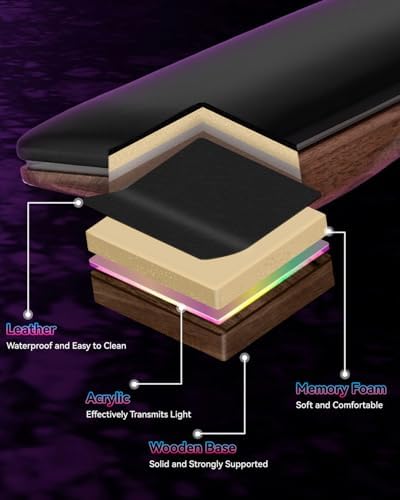 ASFSKY RGB Keyboard Wrist Rest, Wooden Wrist Rest for Computer Keyboards - Image 5