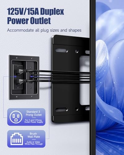 ZEXMTE in Wall Cable Management Kit, Wall Cable Concealer Kit for TV, Recessed Outlet for Low Voltage Cables, Cord Hider Fits All Plugs for Wall Mounted TV & Cable Pass Through, Black - Image 3