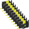 10 Pack Compatible with P-Touch HSe-631 HSe631 HS631 HS-631 Heat Shrink Tube Label Tape 11.7mm 0.46'' Black on Yellow Tubing for Ptouch PT-E300 PT-D210 PT-E500 PT-P750WVP PT-H110 PT-P750 Label Maker by Cruxer