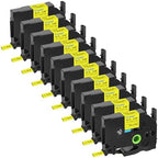 10 Pack Compatible with P-Touch HSe-631 HSe631 HS631 HS-631 Heat Shrink Tube Label Tape 11.7mm 0.46'' Black on Yellow Tubing for Ptouch PT-E300 PT-D210 PT-E500 PT-P750WVP PT-H110 PT-P750 Label Maker by Cruxer
