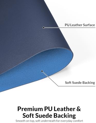Leather Desk Mat 55" x 17", Navy Blue Large Desk Pad Protector - Image 2