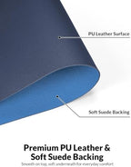 Leather Desk Mat 71" x 15.7", Navy Blue Large Desk Pad Protector - Image 2