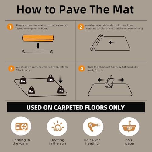 Office Chair Mat for Carpet - 36x48 Inch Plastic Computer Desk Floor Protectors for Chairs Clear Under Desk Rug Pad for Rolling Gaming Chair - Image 6