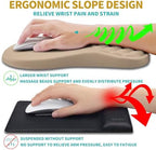 Hokafenle 2 in 1 Ergonomic Mouse Pad Wrist Support & Wrist Rest for Computer Keyboard Set, with Relieve Carpal Tunnel Pain Massage Bulge and Full Memory Gel Design (2In1 Set, Sand Color) - Image 5
