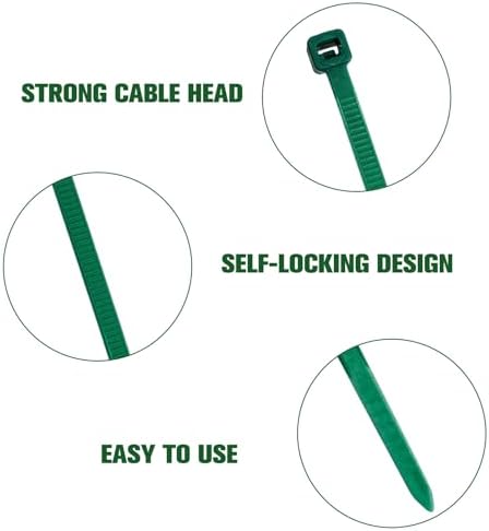 Zip Ties Assorted Sizes(4”+6”+8”+12”), 2000 Pack,Green Cable Ties,Multi-Purpose Self-Locking Nylon Cable Cord Management,Plastic Wire Ties for indoor and outdoor use. - Image 2