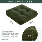 HIGOGOGO Tufted Corduroy Recliner Seat Cushion for Elderly, 20x20x5 Inch Large Square Seat Cushion for Recliner Chair, Floor Pillow, Office Chair, Car, No Pressure on Thighs, Dark Green - Image 3