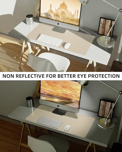 AFIING Leather Desk Pad Protector, Mouse Pad, Office Desk Mat, Non-Slip PU Leather Desk Blotter, Large Desk Mat, Waterproof Keyboard Mat for Office/Home/Decor (Beige, 48" x 17") - Image 6