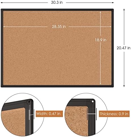 Cork Board Bulletin Board 20 x 30, Black Aluminium Framed Corkboard, Office Board for Wall Cork, Large Wall Mounted Notice Pin Board with 16 Push Pins for School, Home & Office - Image 4