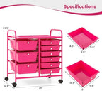 LDAILY 9 Drawer Rolling Storage Cart, Rolling Cart with Drawers for Classroom, Art Supply Craft Organizer on Wheel with Metal Frame & Handles for Home Office School - Image 3