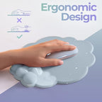 Premium Quality Cloud Wrist Rest Keyboard & Mouse Pad Set – Ergonomic Memory Foam Desk Accessories with Wrist Support for Office & Gaming – Baby-Blue-Sky - Image 4