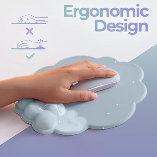 Premium Quality Cloud Wrist Rest Keyboard & Mouse Pad Set – Ergonomic Memory Foam Desk Accessories with Wrist Support for Office & Gaming – Baby-Blue-Sky - Image 4
