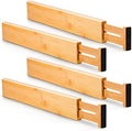 Utoplike 4 Pcs Bamboo Kitchen Drawer Dividers, Large Drawers Organizers by Utoplike