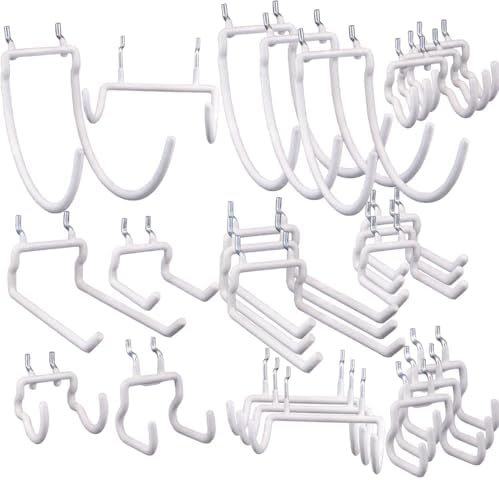 KINOMI 24 Pack Pegboard Hooks Heavy Duty Tool Hooks Peg Board Drill Holder Power Tool Holder Tool Hangers Peg Board Accessories and Hooks for Tools, Power Drills, Art and Craft Supplies etc (White) by KINOMI