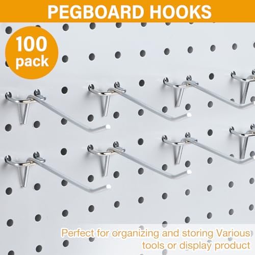 Shimeyao 100 Pcs Peg Board Hooks Stainless Steel Pegs,4 Inch,Silver - Image 5